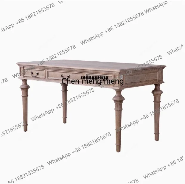 

Three-draw desk European log computer study simple student table