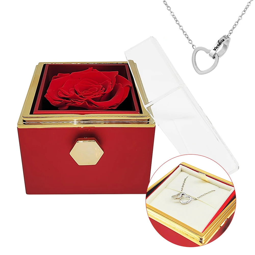 luxury Rotating flower  Eternal rose box  Preserved flower Valentine's Day flowers jewelry Gifts boxes