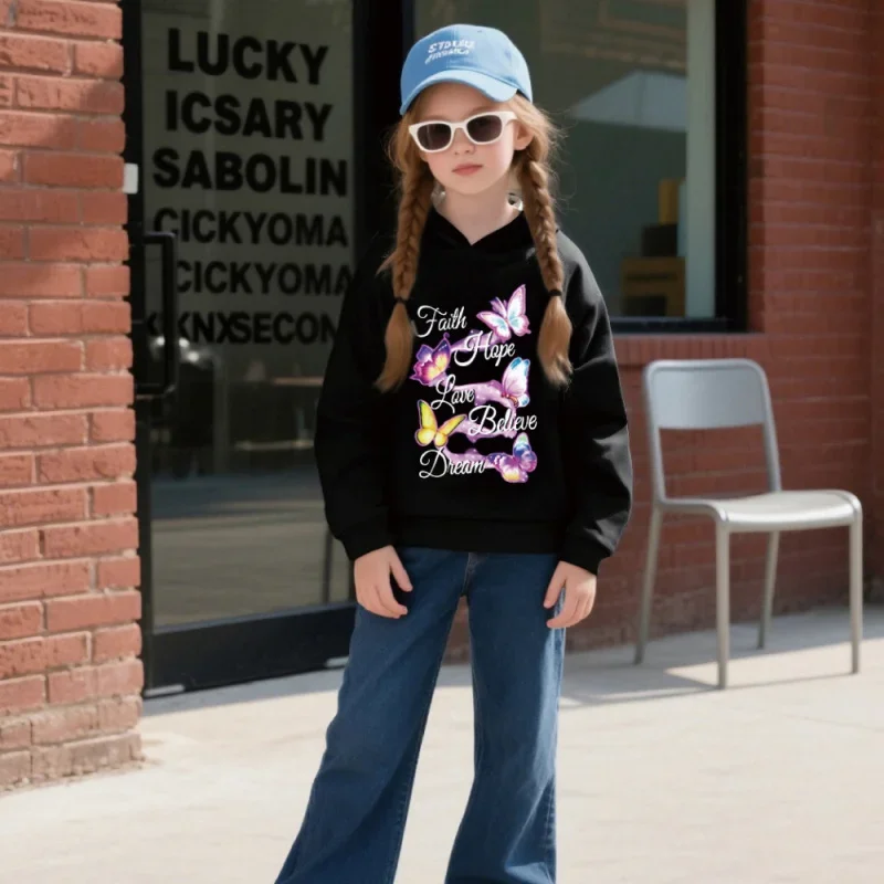 2025 Autumn and Winter fashion Casual Long Sleeve Hooded Girls Sweatshirt