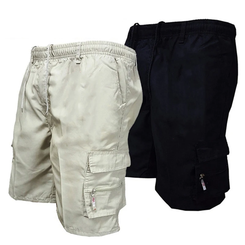

Шорты-карго мужские тактические, повседневные свободные штаны для бега, много карманов, эластичная талия, рабочие походные комбинезоны, короткие брюки, лето