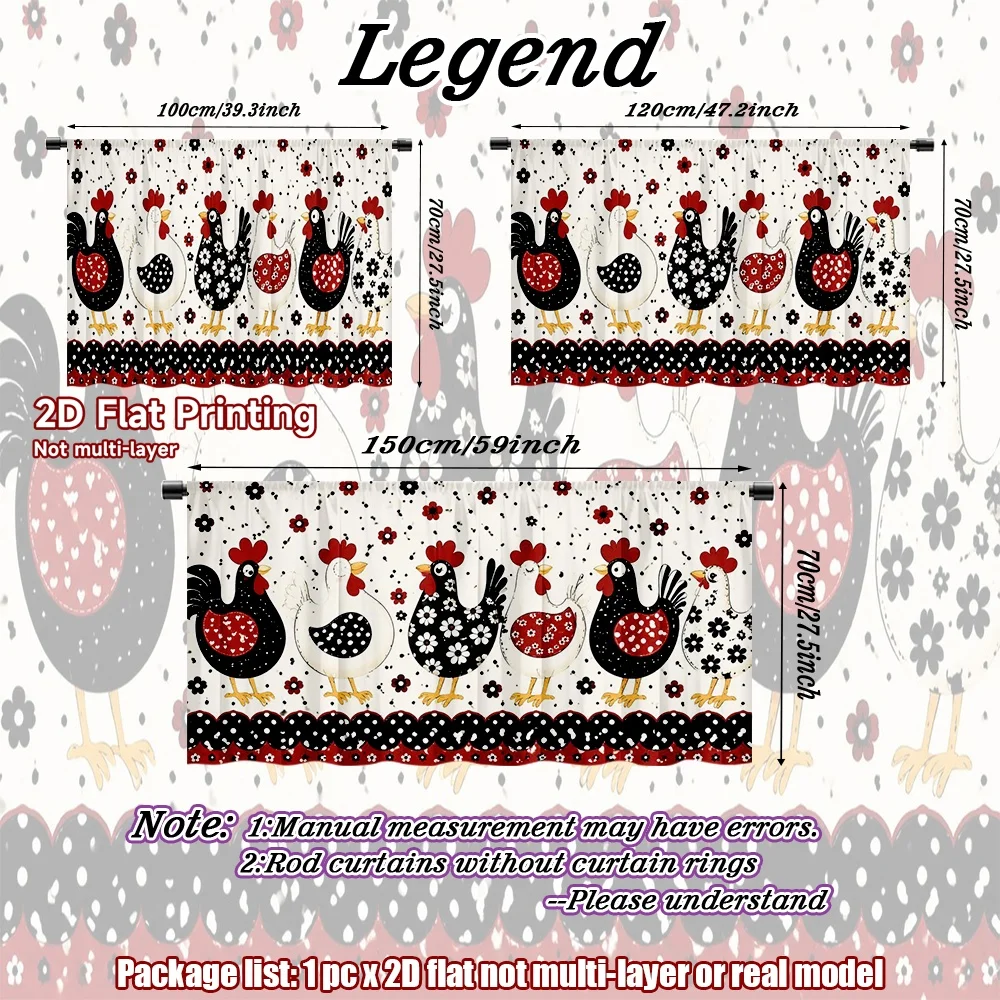 2D flat 1pc Modern minimalist shelf curtains Decorative Chicken Row Digital printing Suitable for bedroom bay window and balcony