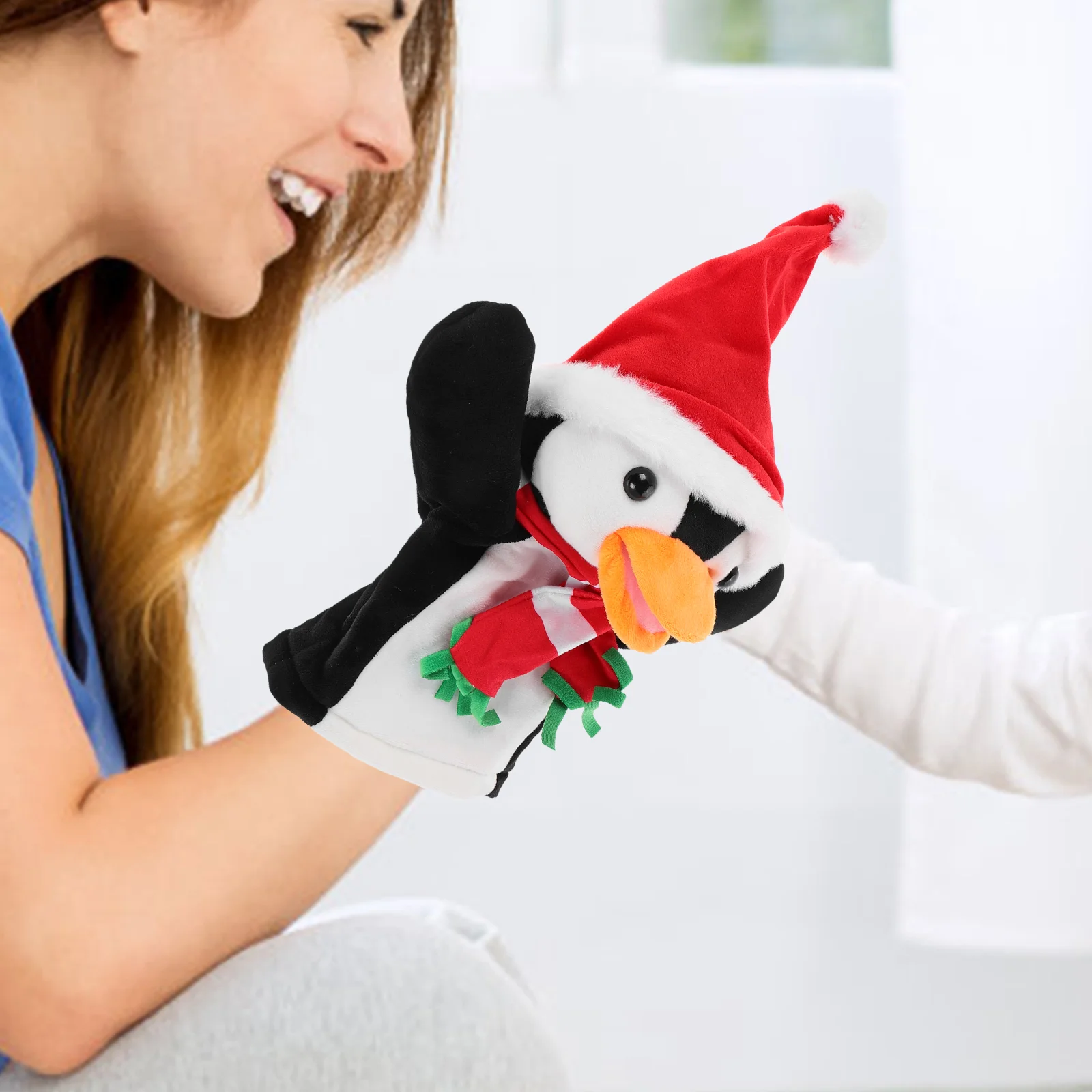 Pinguin-Handpuppe, niedliche Fingerpuppen, weiche Weihnachtsfigur, Dschungeltier, Kleinkind-Spielzeug