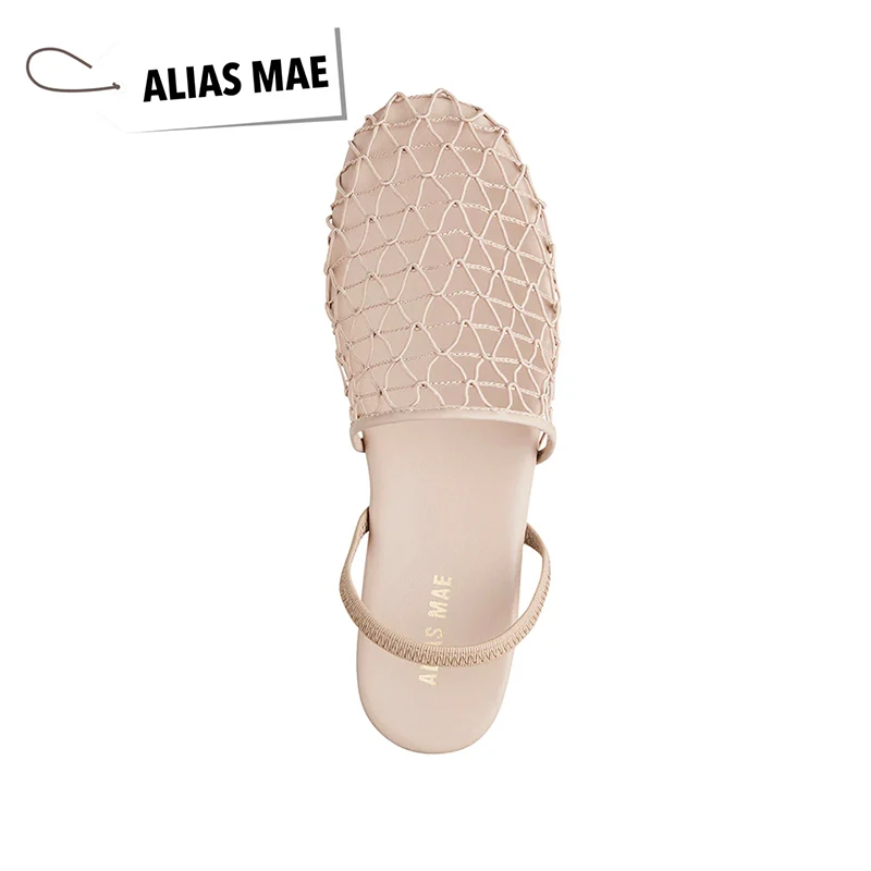 ALIAS MAE Master level Silk Fishing Net Flat Bottom Round Head Elastic Strap for Girls and Women Light Luxury Versatile Slippers