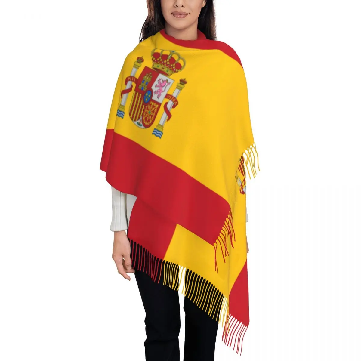 Spain Flag Bullfighter Tassel Scarf Magnificent Flag Of Spanish And Its Red And Orange Colors Shawl Wrap Female Winter Scarves