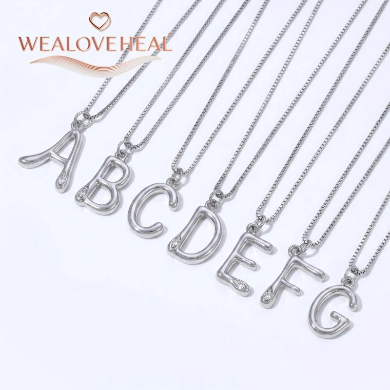 Rhodium-Plattierte Messing A-Z Initial-Halskette, Funkelnder Solitär-CZ-Buchstabenanhänger, Zierlicher Alphabet-Schmuck, Personalisiertes Namensgeschenk – Detail 16