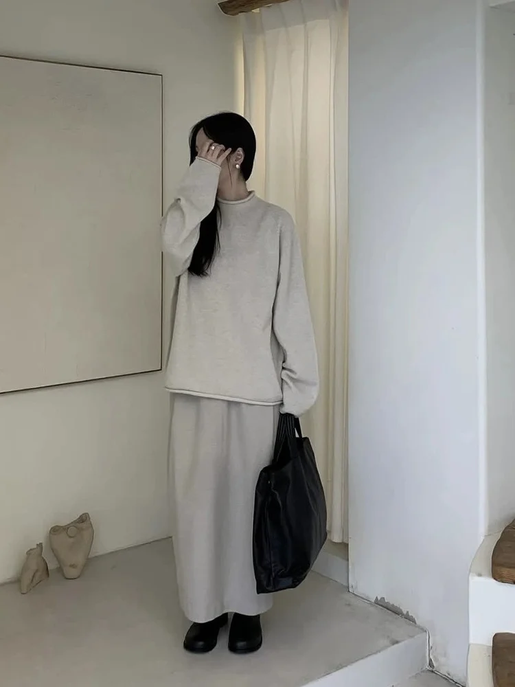  High Waist Pleated Midi Skirt Women's Straight Leg Split Commuter Sle Korean Faion Casual High Waist Skirt