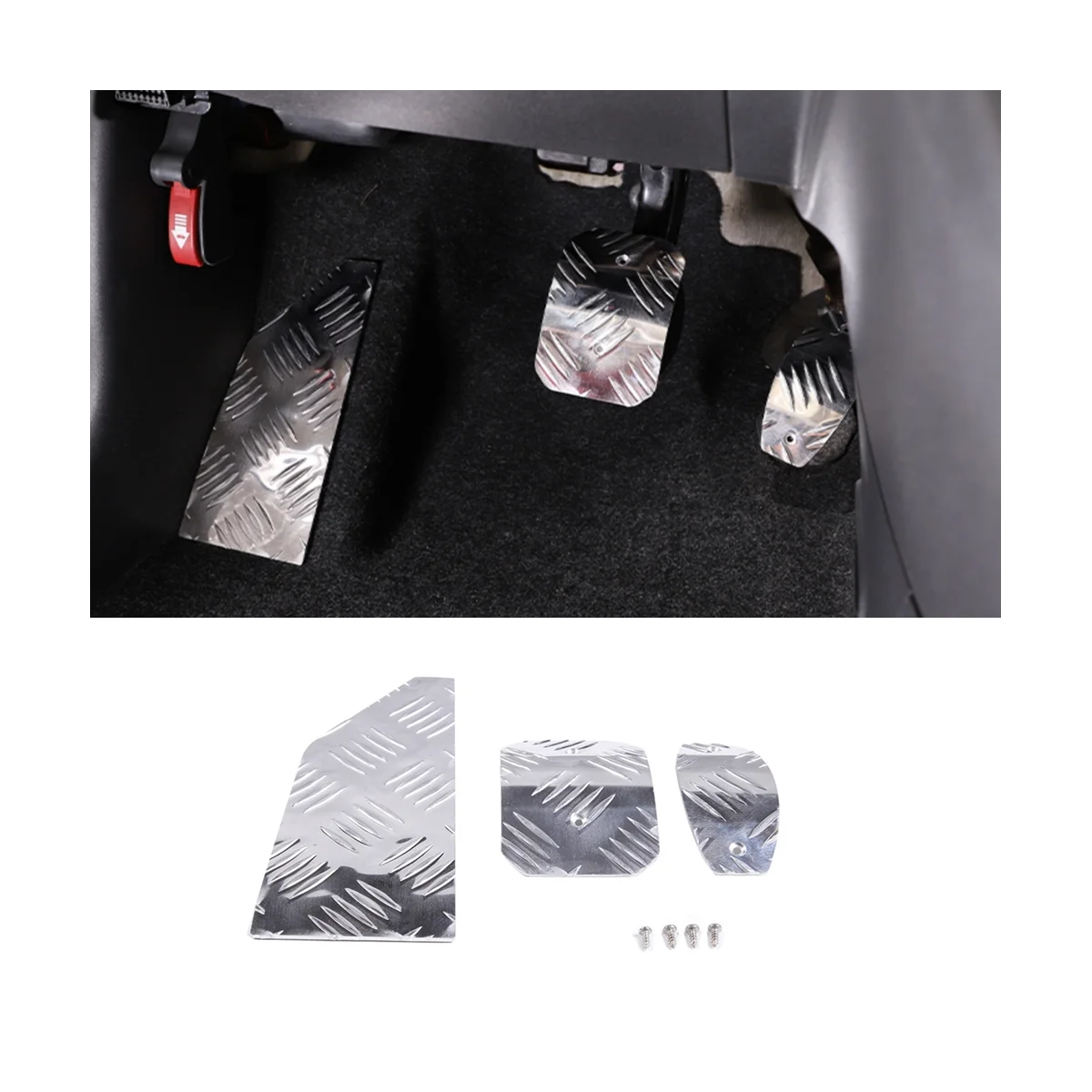 Car Accelerator Footrest Pedal Brake Clutch Pad for 500 2010-2015 Interior Accessories Aluminum Alloy Silver