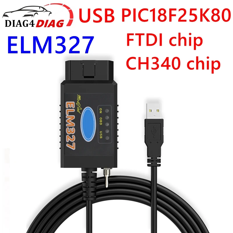 ELM327 25 k80 V1.5 USB PIC18F25K80 FTDI muslimych340 per Ford FORScan Switch Scanner OBD strumento diagnostico per auto multilingue