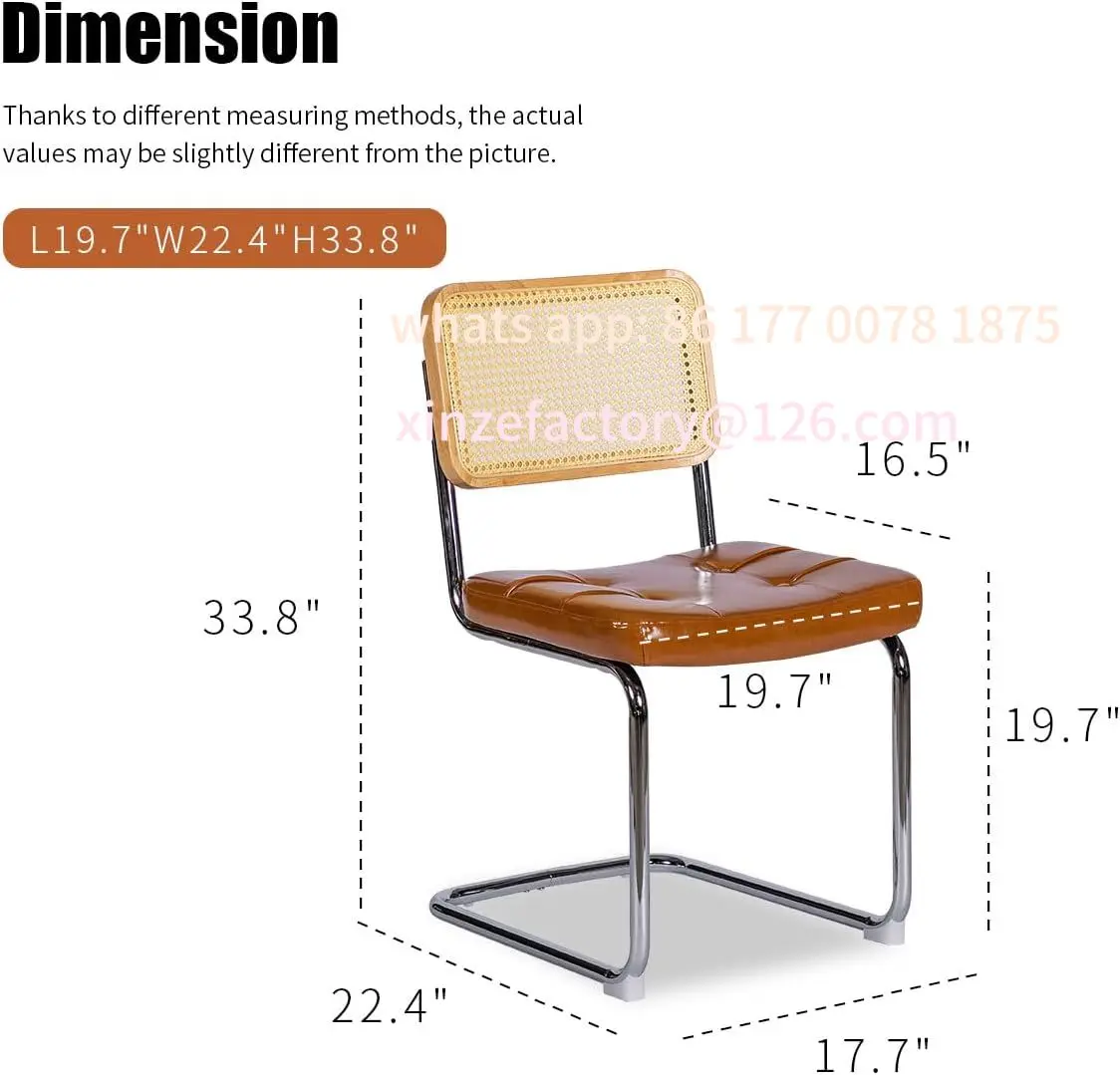 Customizable Faux Leather Rattan Side Accent Chairs with Chrome Legs,Modern Mid Century Designed Chairs for Dining