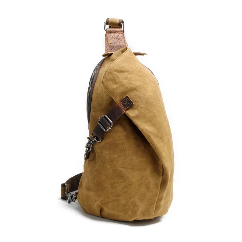 Retro Style Canvas Backpack Vintage Waxed Canvas Single Shoulder Bag Men's Street Style Trendy Chest Bag Water Resistant New ...
