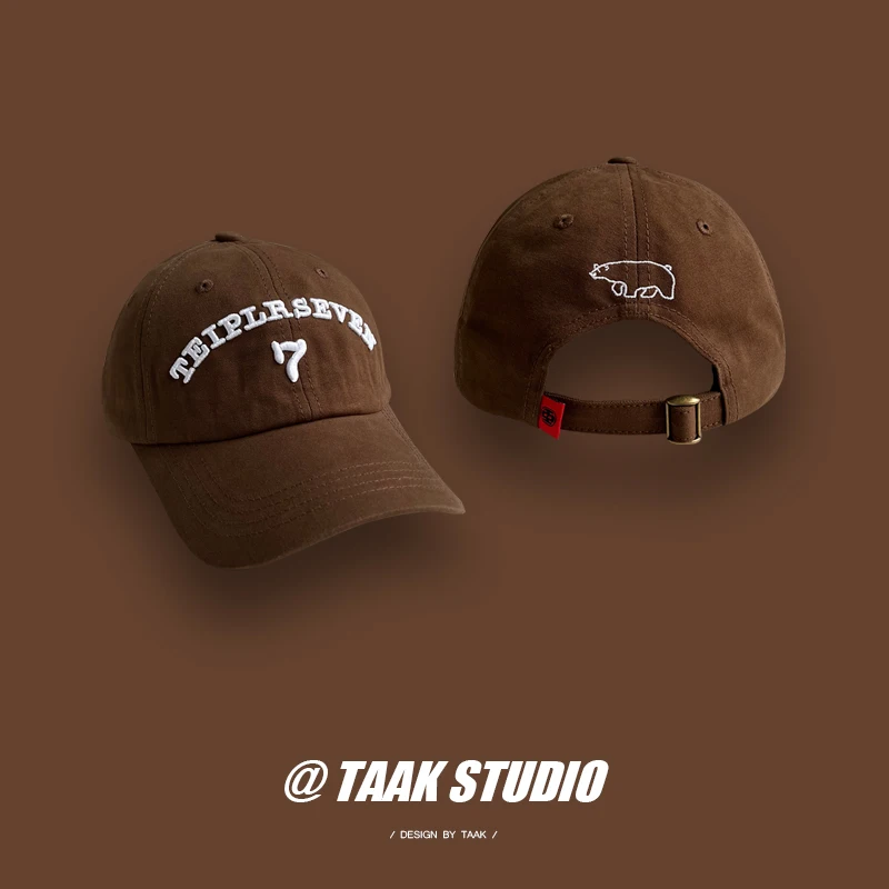 Letter Embroidered Baseball Cap Female Spring and Summer Japanese Style All-Matching Face-Looking Small Wine Red Peaked Cap