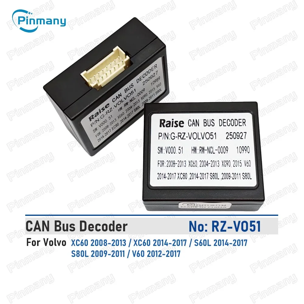 CAN Bus Decoder Raise RZ-VO51 RZ-VO52 Protocol Box Android Head Unit LVDS TO CVBS Adapter For Volvo XC60 S60 V60 S80 XC90