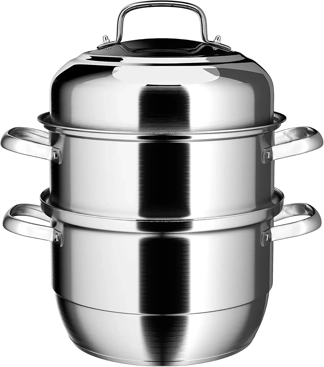 

Large Stainless Steel Induction Steamer Pot for Cooking(28cm), 3 Tier Steamer for Cooking, 11 Inch Steam Pot for Dumpling