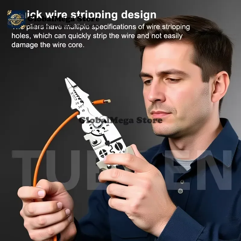 2026 Latest Non-Slip Adjustable Wire Stripper Crimper Tool for Electrical Cable Stripping Decrustation Pliers with Ergonomic