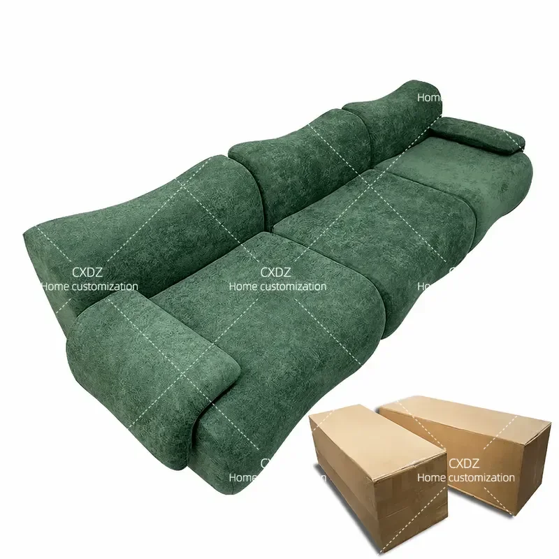 Italian Minimalist Compression Fabric Sofa Modular Sectional Straight Row Couch for Small Apartment Living Room Simple Design