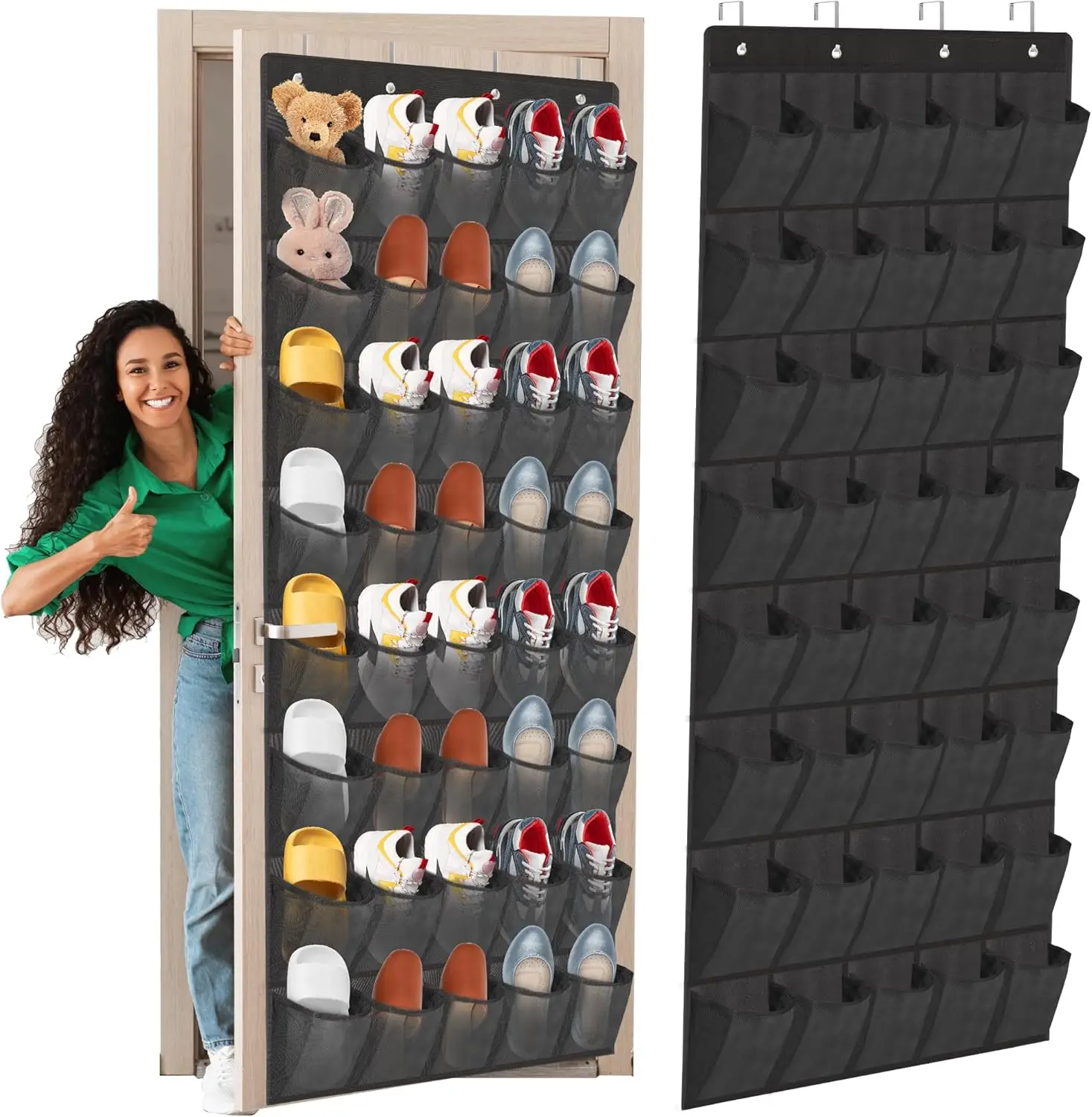 

Over the Door Shoe Organizer with 40 Mesh Pockets, Hanging Rack for Closet and Entryway Storage in Black