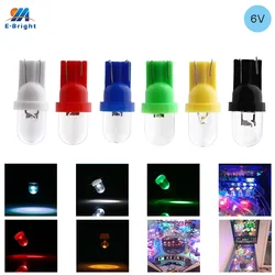 100Pcs Non polar AC DC 6V 6.3V 194 T10 #555 LED F10 Wedge Base With Len Non polarity Pinball Game Machine White /wholesale