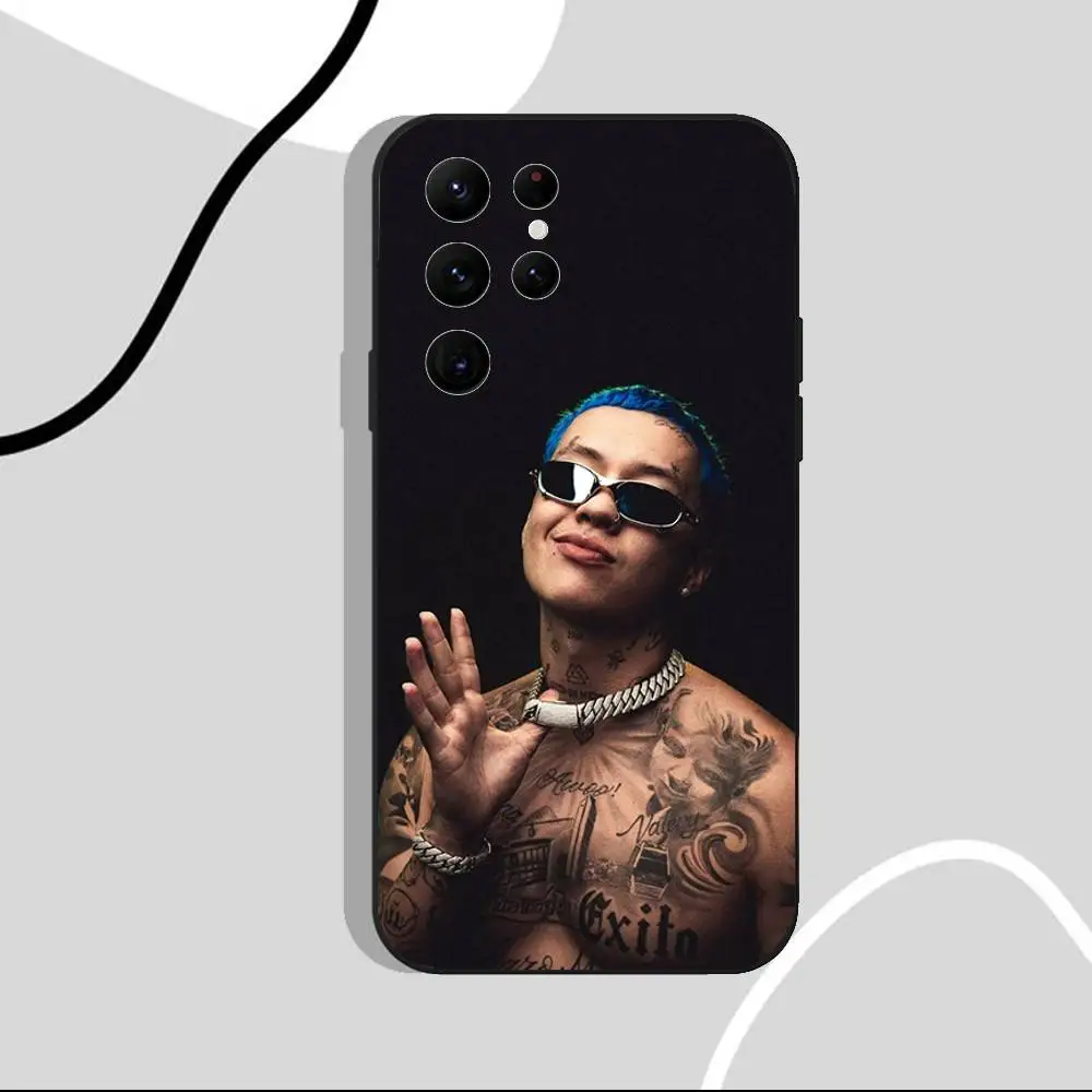 حافظة هاتف Blessd Cantante Rapper لهاتف سامسونج S25، S24 Ultra، S20، S30 plus، S22 Plus، S23، Ultra 5G غلاف أسود من السيليكون #4