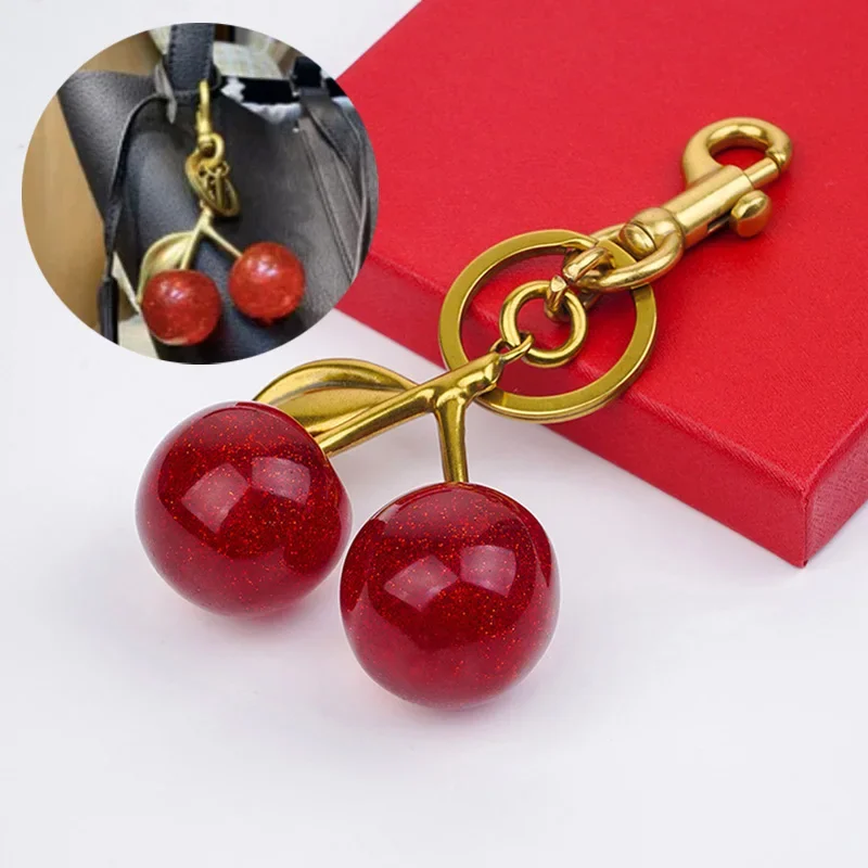 Cherry Charm Handbag Pendant Keychain for Women\'s Exquisite Internet-famous Crystal Cherry Bag Accessories High-Grade Pendant