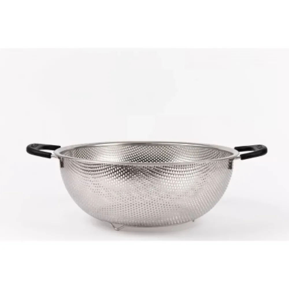 

5-квартовый дуршлаг из нержавеющей стали, мягкая ручка для повара и домашних повара, быстродействующее кухонное сито для макарон и овощей.