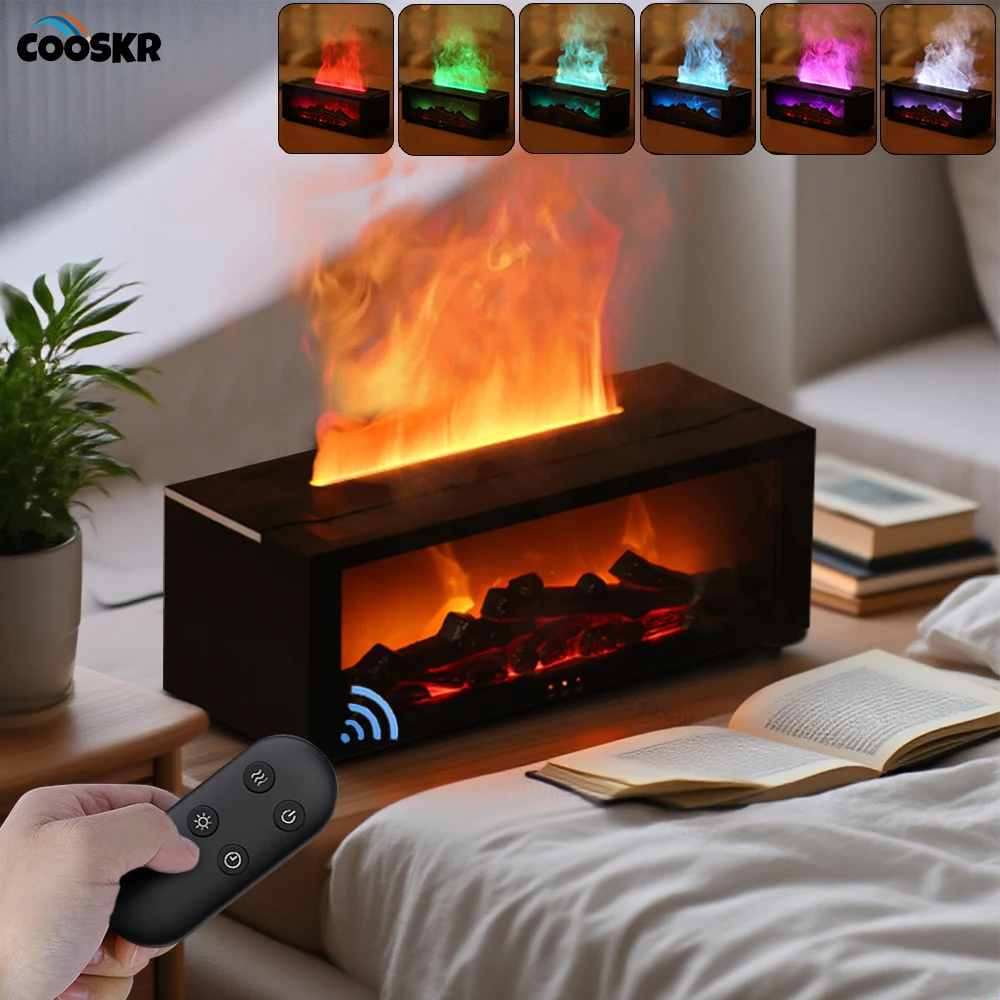 الموقد ناشر رائحة مرطب صغير لهب ملون 150 مللي رائحة المرطب زيت طبيعي لهب الناشر مع جهاز التحكم عن بعد