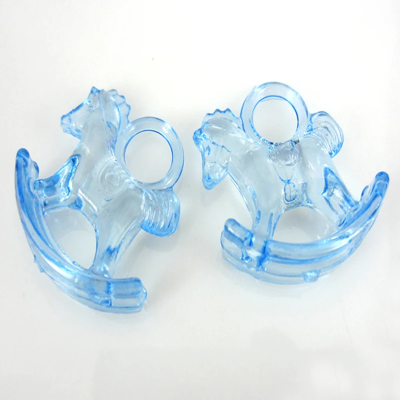 12Pcs Clear Acrylic Horse Baby Shower Beads Plastic Trojan Horse Pendant For Party Favors Craft Decorations 2.8cm