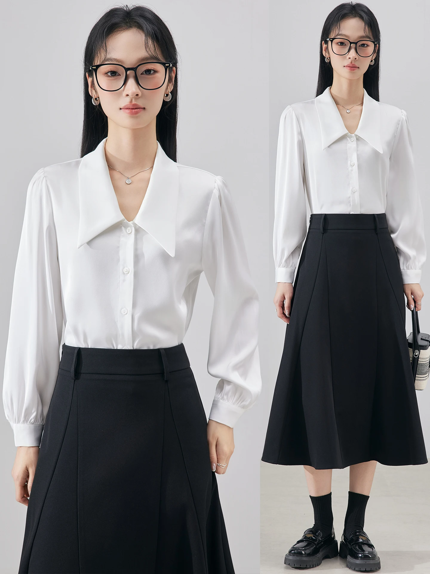 

Белая женская рубашка из шифона для весны-осени 2026 года: новая коллекция, профессиональный стиль, элегантность для студенток, для собеседований и экзаменов, формальная.