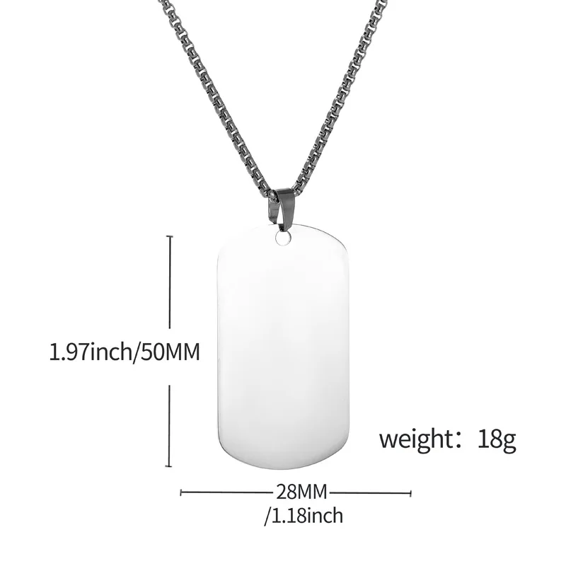 HNSP Plain Stainless Steel Seal Pendant Dog Tag Necklace Blank Engravable Military ID For Men Waterproof Jewelry Accessories view 2