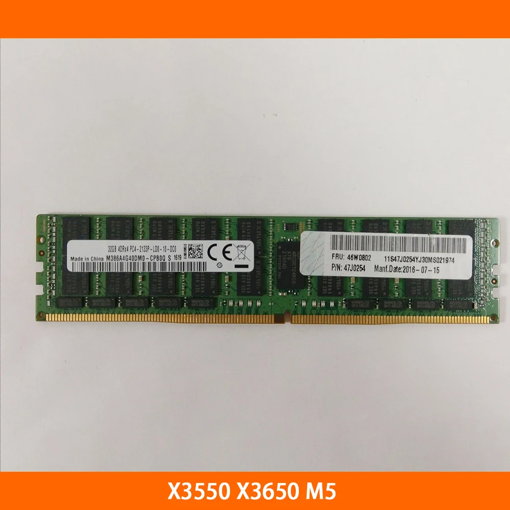 

1PCS Server Memory For IBM X3550 X3650 M5 46W0800 46W0802 47J0254 32G 4DRX4 DDR4 PC4-2133P-L LRDIMM Fully Tested