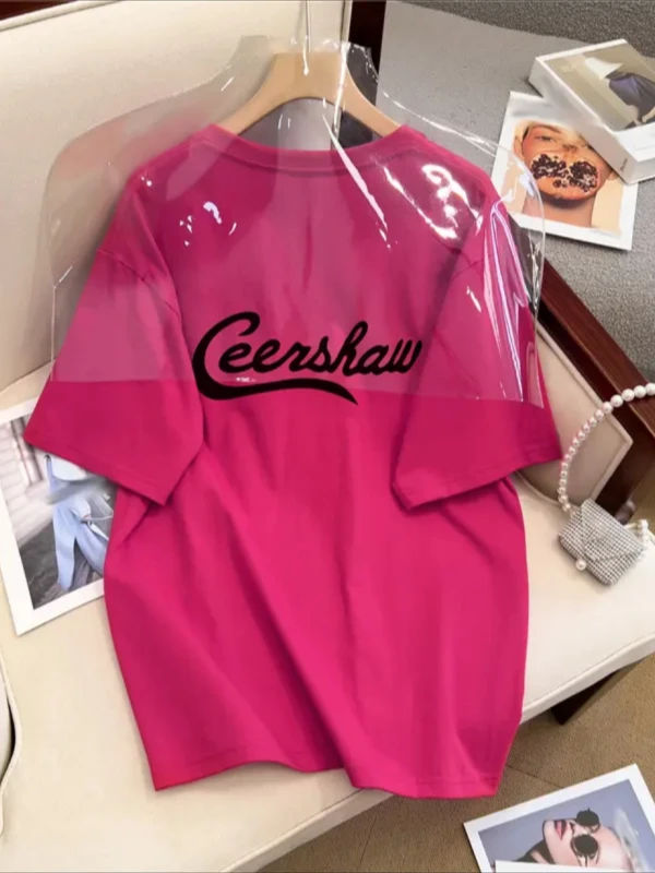 

Футболка из чистого хлопка Dragon Fruit с коротким рукавом, с буквенным принтом, в корейском стиле, свободного кроя, больших размеров, креативная, для повседневной носки