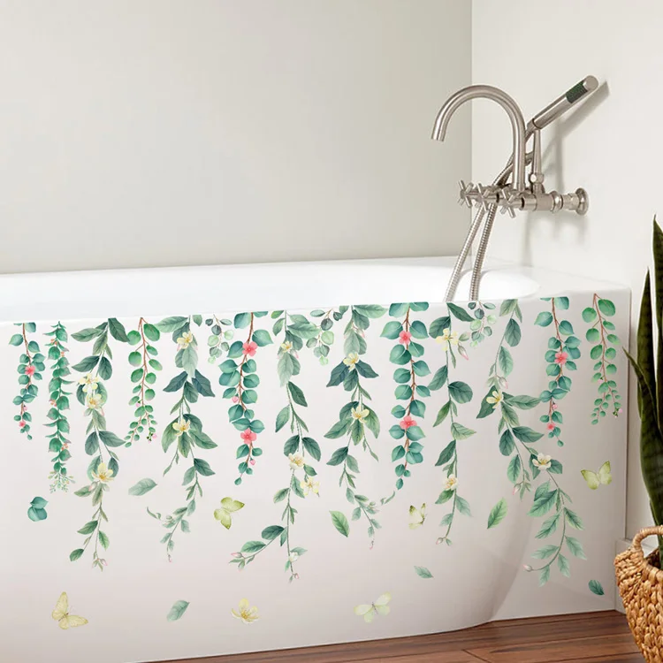 Grüne Pflanzen Reben Blumen Wanda uf kleber Badezimmer Badewanne Dekor Aufkleber Wohnzimmer Hintergrund Haupt dekoration selbst klebendes Wandbild – Detail 2
