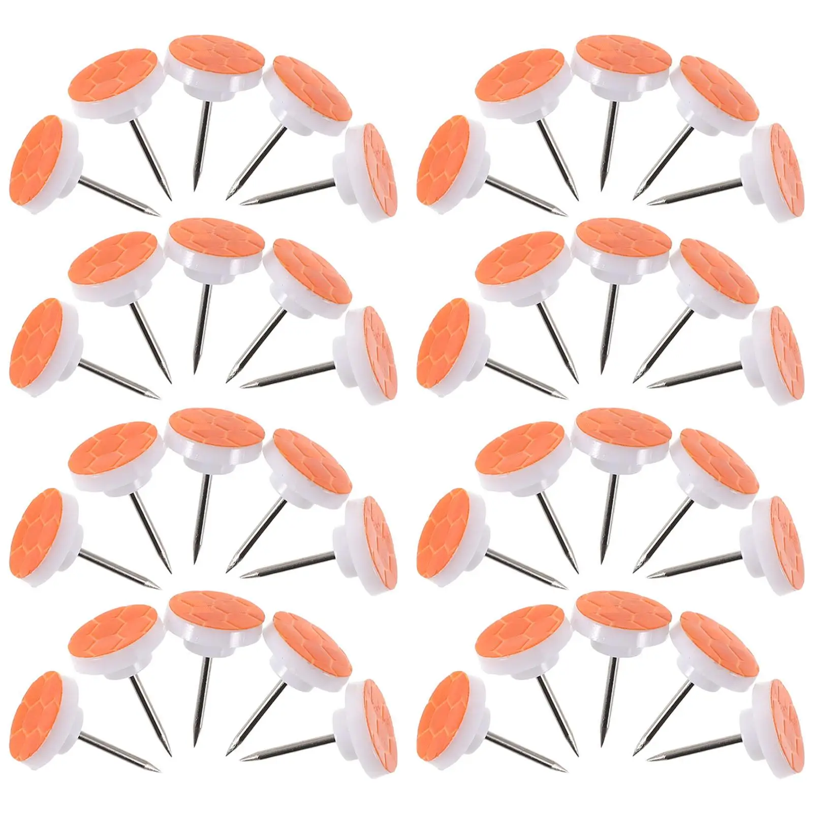 100 Uds tachuelas reflectantes alfileres de seguridad naranjas tachuelas brillantes para acampar senderismo señalización senderos alfileres de empuje de Metal resplandor