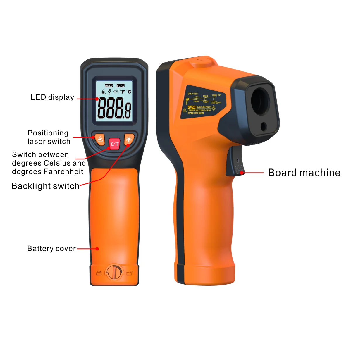 NJTY T600 Infrared Thermometer Handheld Heat Temperature  For Cooking Tester Pizza Oven Grill & Engine - Laser Surface Temp Read