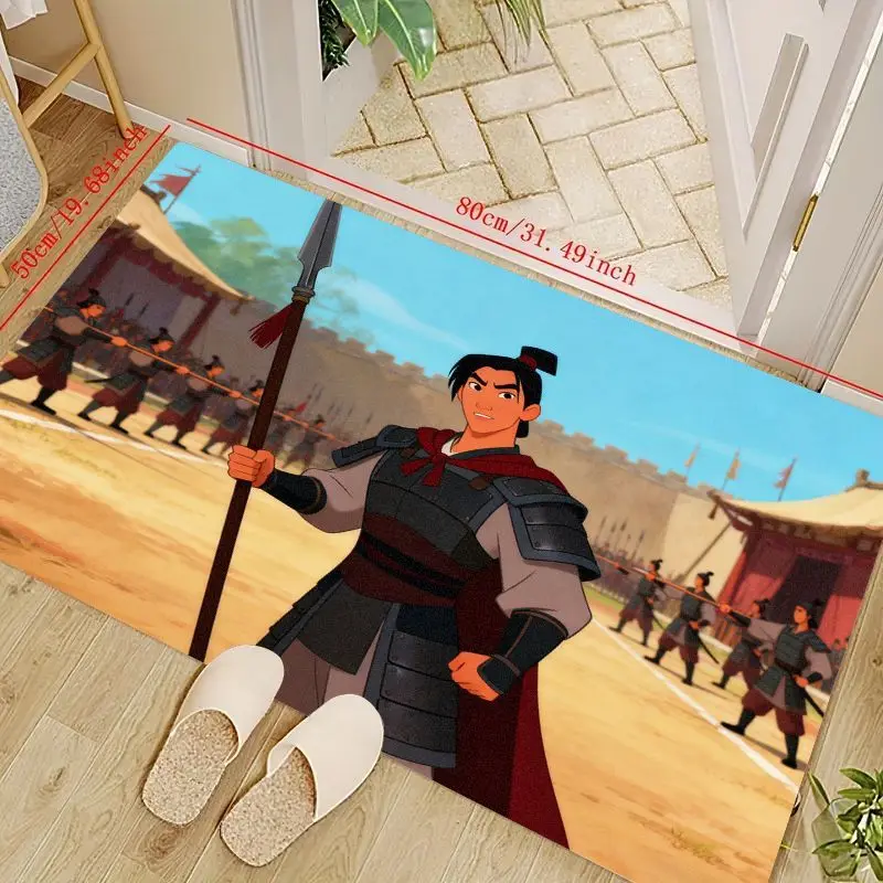 

1 шт., персонажи аниме Mulan Li Shang Warrior, ковер с принтом для гостиной, украшение для домашнего дивана, детский игровой декор, напольный коврик,