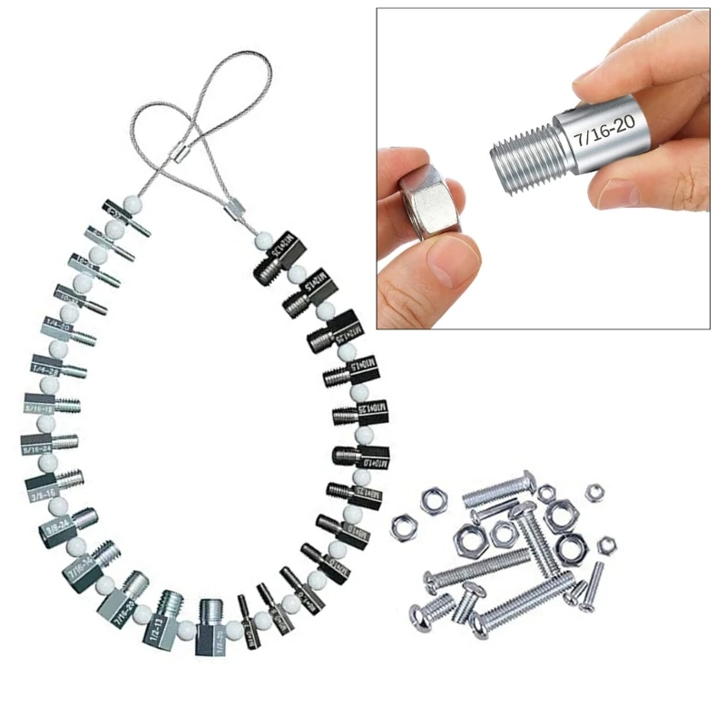 26pcs Accurate Nut & Thread Size Measurement Tool Convenient Nut & Thread Size Tool Precise Size Determination