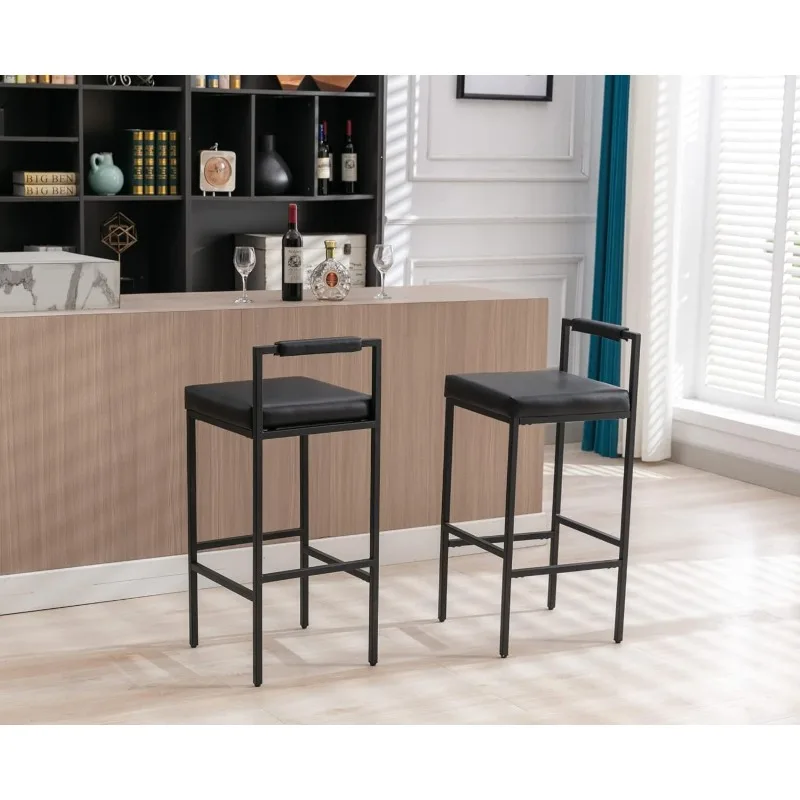 Modern Bar Stools com Costas, Barstools Altura Alta, Bancadas, Cozinha Ilha Estofados, Conjunto de 2