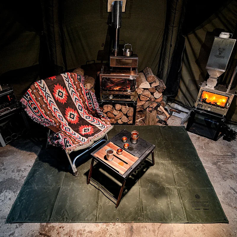 

Waxed Canvas Camping Mat Retro Moisture-proof Picnic Blanket Water-proof Floor Mat 2 IN 1 Simple Tent Outdoor Camping Equipment