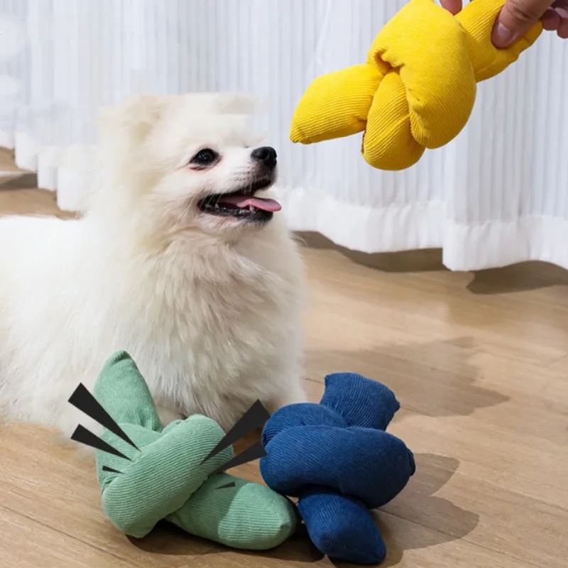 

Dog Toy Wool Ropes Dogs Toys Bite Resistant Dog Toy with Bell Grinding Ropes Puppy Plush Sound Chew Toys for Dog Teeth Cleaning