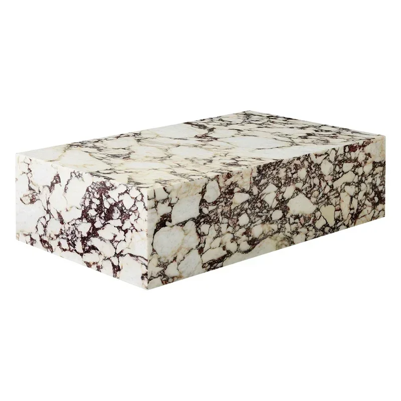 Customized Natural Marble Square Column Pillar, Model Villa Living Room Art Italian Luxury Stone Side Tea Desk