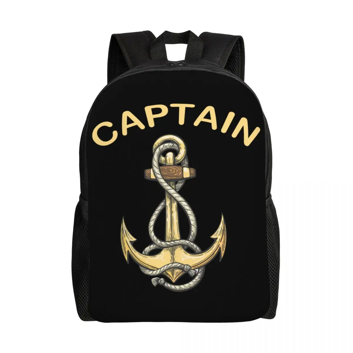 

Custom Nautical Captain Anchor Backpack for Women Men Water Resistant School College Sailor Adventure Bag Printing Bookbags