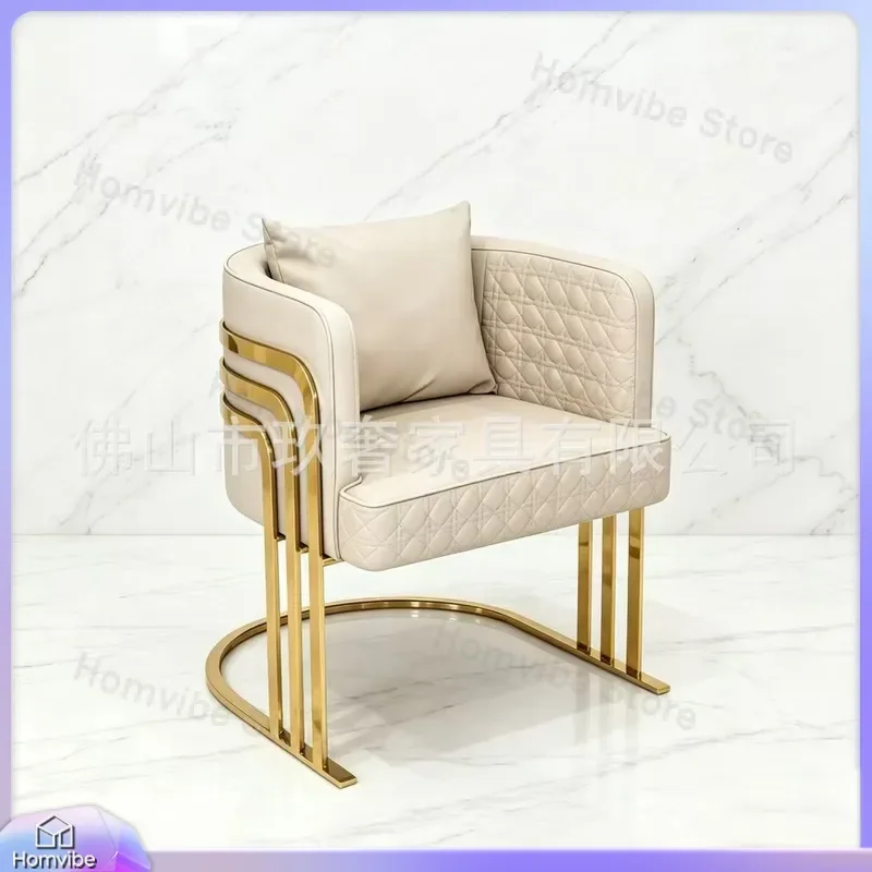 for Light Luxury Stainless Steel Sofa Chair Beauty Salon Nail Art Reception Modern Simple Leisure Single Seat
