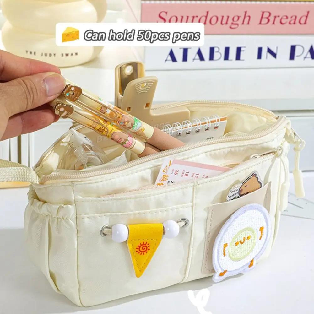 Novità con borsa per penne con toppe per formaggio Borsa per cancelleria di grande capacità a 10 strati Organizzatore di cancelleria per ufficio scolastico