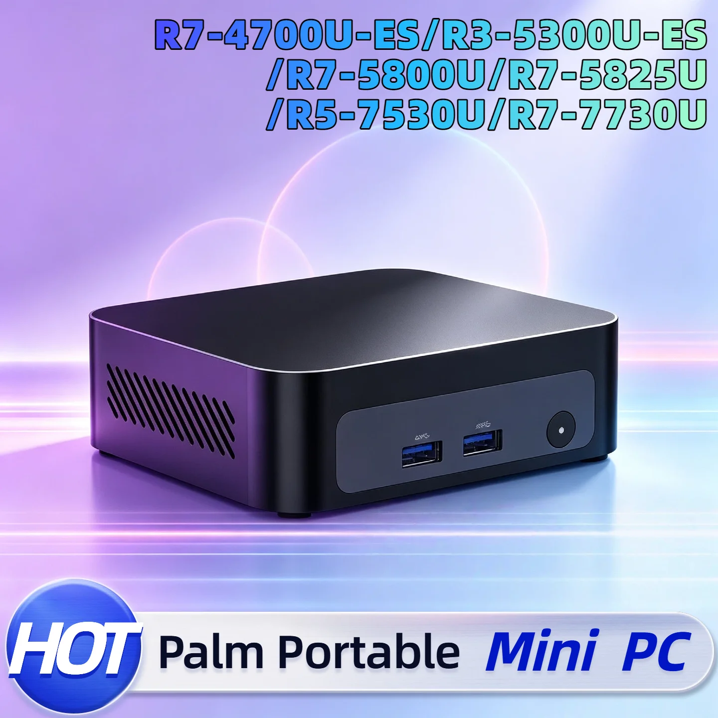 Gaming Palm Mini PC AMD Ryzen 3 5300U Ryzen 7 4700U ES 2xM.2 Slots 2xDDR4 Portable Office Desktop Windows 11 WiFi6 Pro Unit