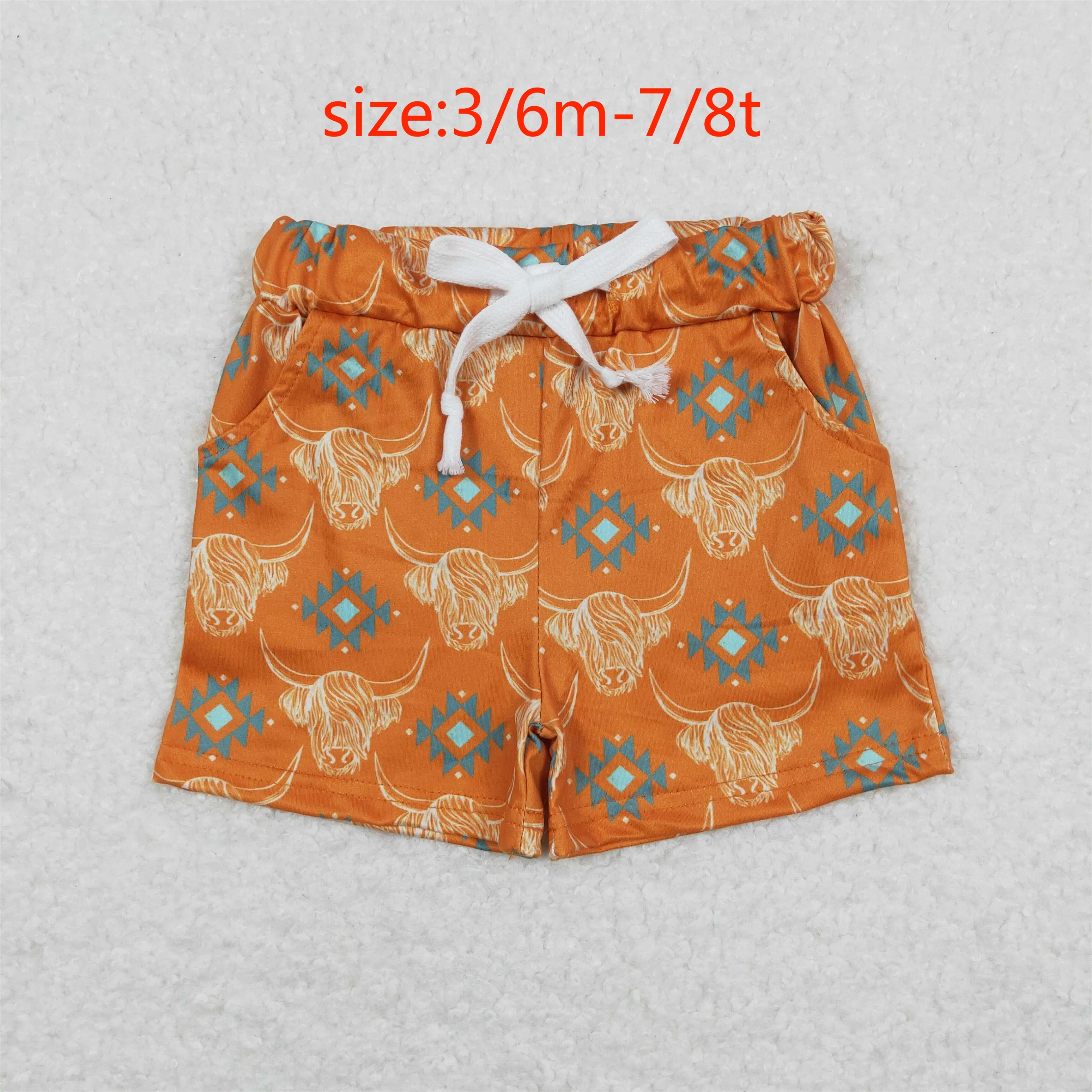 

z1126-20 SS0208 Wholesale toddler boys Alpine Cow Head Geometric Shorts children clothing shorts Boutique baby boys clothes