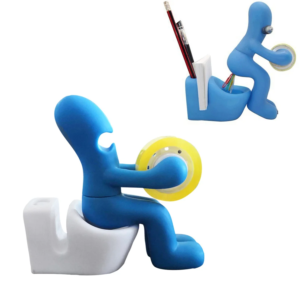 

Креативный диспенсер для ленты, прозрачный пластиковый держатель в форме унитаза для школьных канцелярских принадлежностей, магнитный резак с ручкой