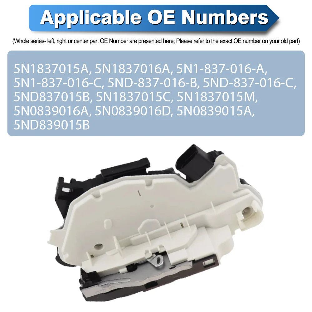 Actuador de pestillo de cerradura de puerta delantera trasera izquierda derecha para Volkswagen CC Amarok 5N 2009-2015 1837015 Un 5N 1837016 Un 5N