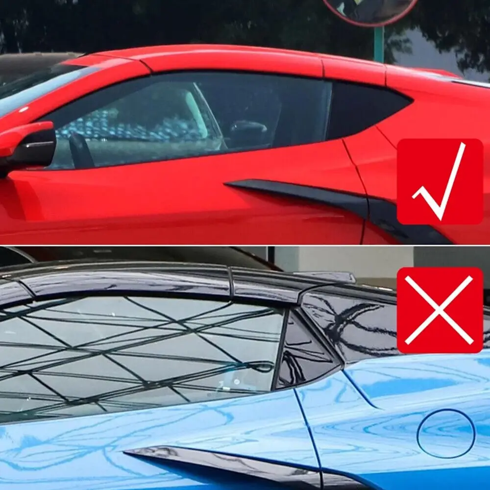 For Chevrolet Corvette C8 2020 2021 2022 2023 Car Rear Louver Window Side Shutter Cover Trim Sticker Vent Scoop ABS Carbon Fiber