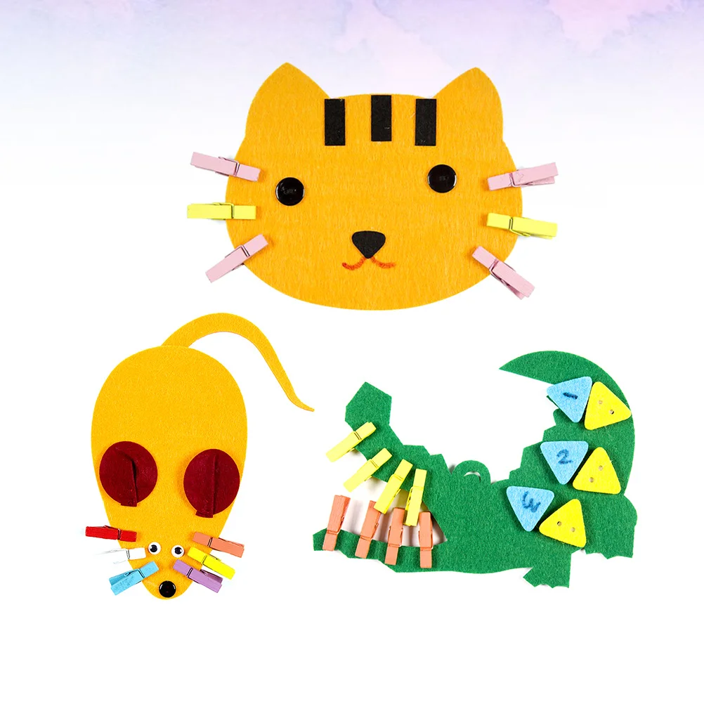 3 szt. Materiały do samodzielnego wykonania klipsów dla dzieci, zabawka edukacyjna dla najmłodszych, wzór z kreskówki, idealna do nauki dla małych dzieci, pomoc dydaktyczna.