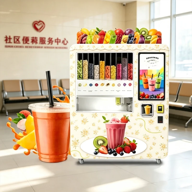 Automatic Self Service Smoothie Machine Touch Screen Cold Drink Dispenser Multi Flavor Blender For Gym And Shopping Mall