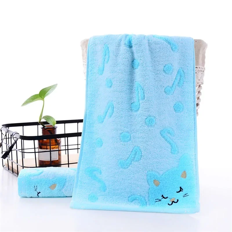 Blue Note Cartoon Cat Soft Hand Bath Towel Bath Towels for Home Kids Washcloths Children Towels Baby Washcloths For Kids Gift